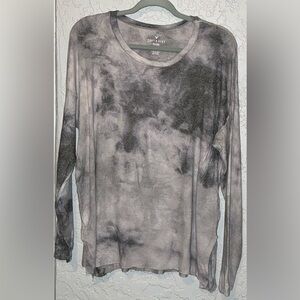 American Eagle Outfitters Light Gray and Dark Gray Tie-Dye Long Sleeve Shirt
